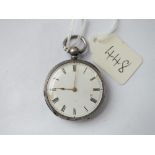 A ladies silver fob watch - enamelled face damaged