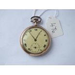 A gents rolled gold pocket watch with seconds dial