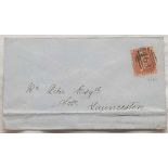 1858 cover Liskeard to Launceston franked by 1d red PL.42 with backstamps