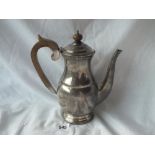 A Georgian style coffee pot with baluster shaped body, 8" high. Sheffield 1946, 495gms.