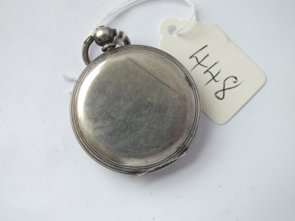 A ladies silver fob watch - enamelled face damaged - Image 2 of 2