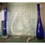 2 BLUE AND 2 WHITE VASES