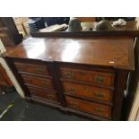 SIX DRAWER ANTIQUE SIDE BOARD WITH REEDED COLUMNS