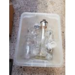 THREE PLASTIC CARTONS OF MISCELLANEOUS MIXED GLASSWARE