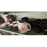 SHELF WITH HORNSEA COFFEE SET, ETC