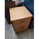 BEECHWOOD EFFECT TWO DRAWER FILING CABINET ON WHEELS
