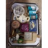 CARTON OF VARIOUS ITEMS INCLUDING TINS, TETLEY CLK, ETC