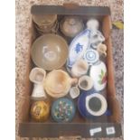 2 CARTONS OF MIXED CHINAWARE INCLUDING JUGS, ORNAMENTS, POTS AND VASES
