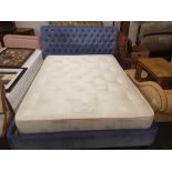 DOUBLE BED 5ft WIDE BY 6ft 6'' LONG WITH A MATTRESS, HEAD BOARD STAINED