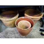 4 LARGE EARTHENWARE FLOWER POTS