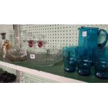 TWO SHELVES OF GLASSWARE