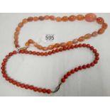 2 AGATE BEAD NECKLACES