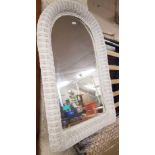 ARCH SHAPED CANE FRAMED MIRROR