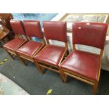 4 RED LEATHERETTE DINING CHAIRS