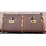 WOOD BOUND BROWN FIBRE TRAVEL TRUNK