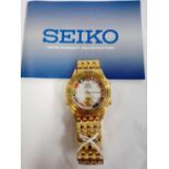 GOLD COLOURED SEIKO QUARTS WORLD TIMER WRIST WAT AS NEW