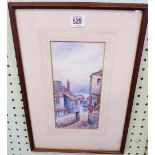 WATERCOLOUR OF A COBBLED STREET, BY POSSIBLY W. SAND