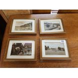 4 FRAMED SEPIA ANTIQUE POSTCARDS, VIEWS AROUND TORQUAY INCLUDING BABBACOMBE BEACH, COCKINGTON FORGE,