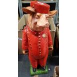 PLASTER PIG ORNAMENT IN RED UNIFORM