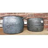 2 CAST IRON HOLCRAFT LIDDED COOKING POTS, NO7 AND NO8