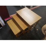 LIGHT WOOD NEST OF 3 TABLES