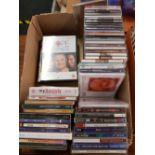 2 SMALL CARTONS OF MIXED CD'S, DVD'S AND 8mm MOVIE TAPES