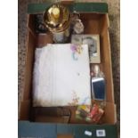 2 CARTONS OF MIXED CHINA WARE, INCLUDING ROYAL WORCESTER, SOUP BOWLS WITH HANDLES, PICTURE FRAMES, A
