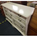 CREAM 10 DRAWER CHEST, 4 LARGE AND SIX SMALLER