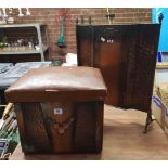 COPPER FIRE SCREEN AND A COPPER COAL BUCKET SEAT