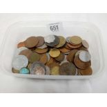 A BOX OF VARIOUS COINS