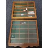 2 SMALL WOOD AND GLASS DISPLAY CASES