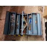 BLUE METAL CONCERTINA TOOLBOX WITH CONTENTS