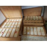 3 WOODEN BOXES WITH MICROSCOPE SLIDES WITH SPECIMENS