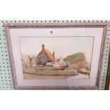 FRAMED PICTURE OF COASTAL COTTAGE SCENE