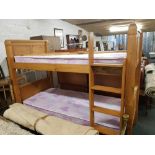 SOLID MADE PINE BUNK BED WITH MATTRESSES, SIDE RAILS AND LADDER