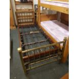 EDWARDIAN BRASS AND IRON SINGLE BED