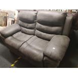 BRUSHED GREY LEATHER 2 SEATER RECLINER