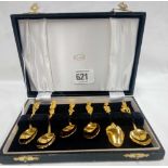 BOXED SET OF RODD GOLD PLATED NATURALISTIC TEA / COFFEE SPOONS