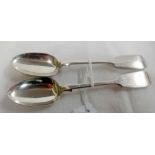 A PAIR OF VICTORIAN EXETER SILVER SPOONS 1854 W.R. SOBEY