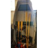 A DINGY OR SKIFF 8ft BY 4ft6'' WITH YAMAHA MALTA 6L5 S 019983 AND YAMAHA M18 E-DRIVE ELECTRIC