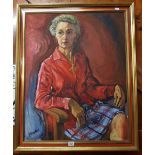 PORTRAIT OF A LADY SITTING IN A CHAIR, SIGNED J.HAMPSTED