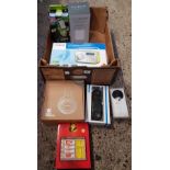 CARTON CONTAINING A POLAROID, RADIO, BOXED BLUETOOTH HEADPHONES, CAR PHONE MOUNT, BLUETOOTH