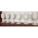 6 MILK GLASS GOBLETS