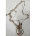 4 SILVER CHAINS WITH PENDANTS