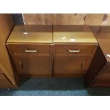 PAIR OF EG G-PLAN BEDSIDE CABINETS WITH DRAWER AND CUPBOARD