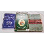 SMALL ALBUM OF BRITISH POSTAGE STM, LONDON AND SOUTH WESTERN RAILWAY TIMETABLE AND 1955 BESLEYS
