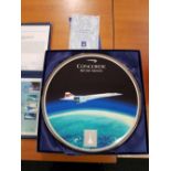 2 BOXED CONCORDE BRITISH AIRWAYS COMMEMORATIVE PLATES, THE SUPERSONIC YEARS AND A FAIR WELL CONCORDE