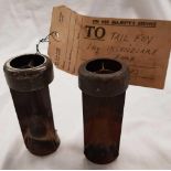 2 GERMAN WWII INCENDIARY BOMB TAIL FINS