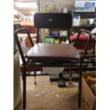 BROWN METAL PLASTIC SEATED COMMODE CHAIR