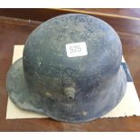 GERMAN WWI M16 STAHELM WITH LUGS FOR SNIPER PLATE. NO LINER OR VISIBLE MAKERS OR ID MARKS